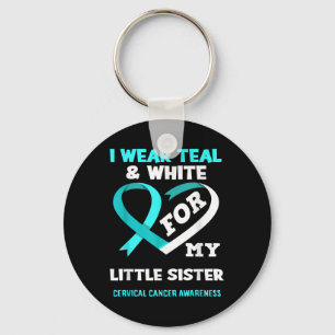 Porte-clés Je Porte Du Blanc Turquoise Pour Ma Soeur Cancer D