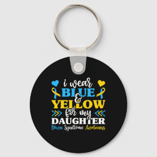 Porte-clés Je porte du bleu jaune pour ma fille syndrome mond