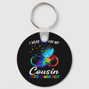 Porte-clés Je porte du bleu pour mon cousin pour la sensibili