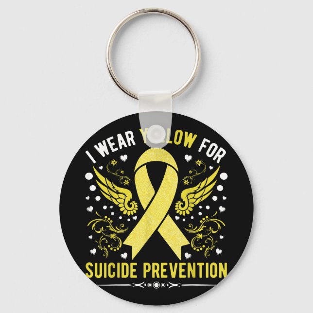 Porte-clés Je Porte Du Jaune Pour Le Sujet De Sensibilisation (Recto)