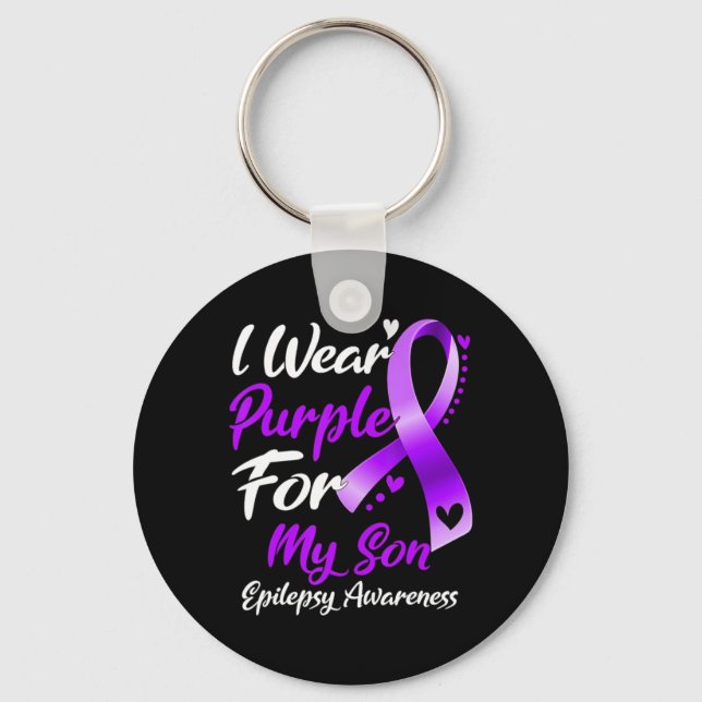 Porte-clés Je Porte Du Purple Pour Mon Fils Cadeaux De Sensib (Recto)