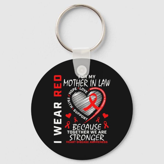 Porte-clés Je Porte Du Rouge Pour Ma Mère En Droit Maladie Ca (Recto)