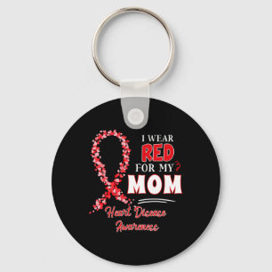 Porte-clés Je Porte Du Rouge Pour Ma Mère Rouge Ruban Maladie