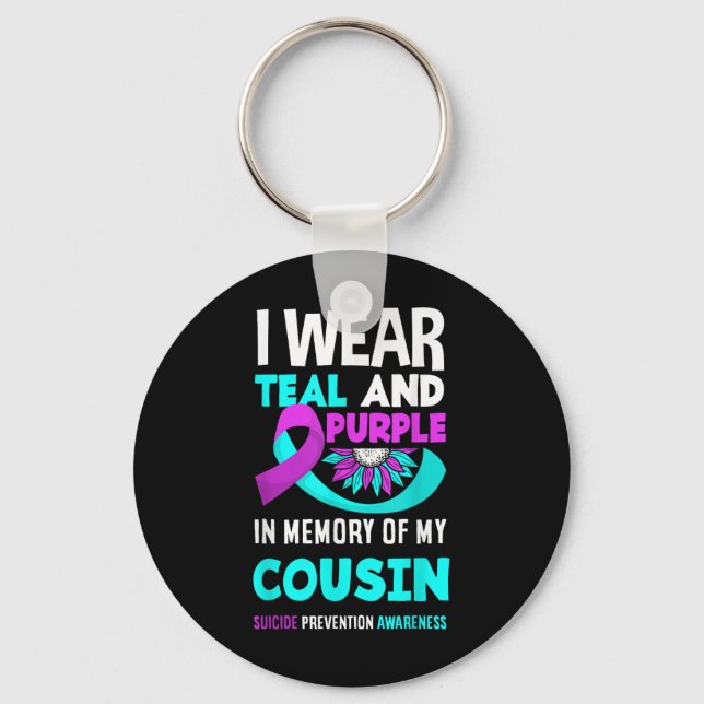 Porte-clés Je Porte Du Sarcelle Et Du Violet Pour La Préventi (Recto)