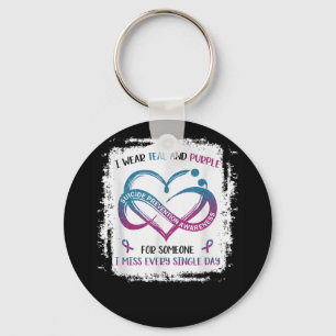 Porte-clés Je porte du sarcelle violet pour quelqu'un que je