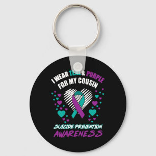 Porte-clés Je Porte Du Tealandviolet Pour Mon Cousin Suicide 