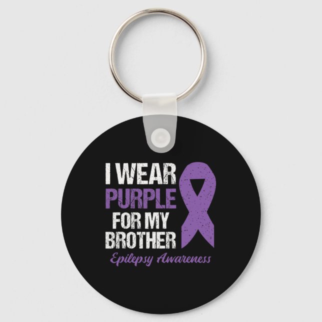 Porte-clés Je Porte Du Violet Pour La Sensibilisation À L'Épi (Recto)
