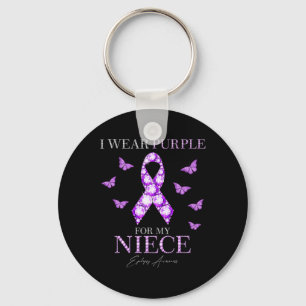Porte-clés Je porte du violet pour la sensibilisation à l'épi