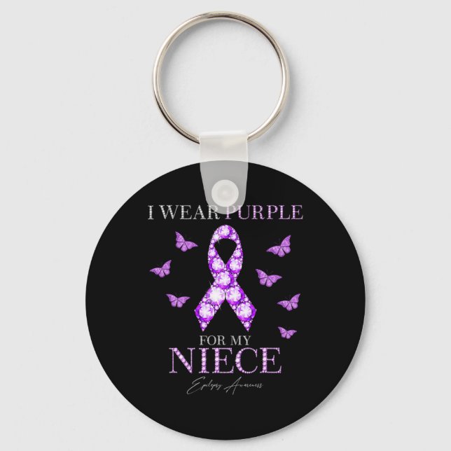 Porte-clés Je porte du violet pour la sensibilisation à l'épi (Recto)