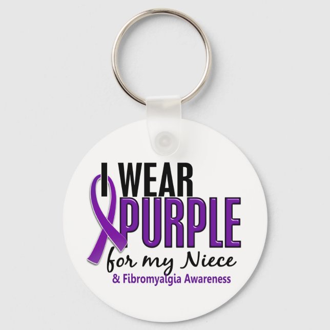 Porte-clés Je Porte Du Violet Pour Ma Nièce 10 Fibromyalgie (Recto)