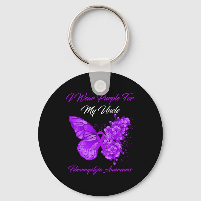 Porte-clés Je Porte Du Violet Pour Mon Oncle Fibromyalgie Gue (Recto)