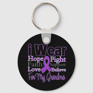 Porte-clés Je Porte Grandma Collage Violet - Cancer Pancréati
