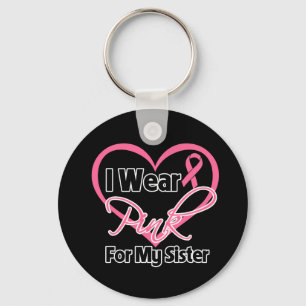 Porte-clés Je porte le cancer du sein rose de soeur de ruban