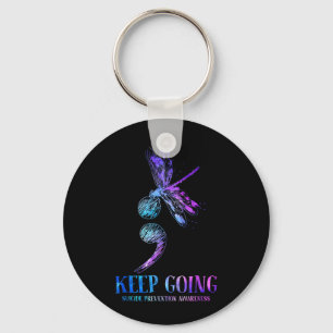 Porte-clés Je porte le ruban teal violet pour la prévention e