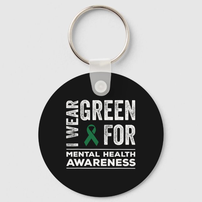Porte-clés Je Porte Le Vert Pour Le Mois De Sensibilisation À (Recto)