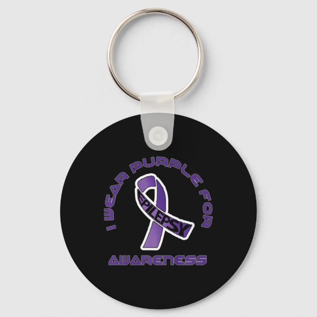 Porte-clés Je Porte Le Violet Pour La Sensibilisation À L'Épi (Recto)