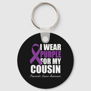 Porte-clés Je Porte Le Violet Pour Mon Cousin Cancer Pancréat