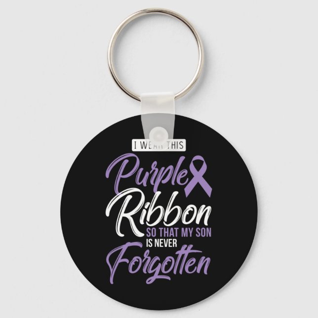 Porte-clés Je Porte Le Violet Pour Mon Fils Sensibilisation I (Recto)