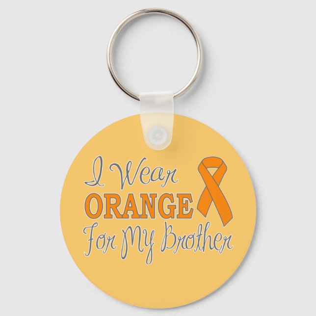 Porte-clés Je Porte Orange Pour Mon Frère (Ruban Orange) (Recto)