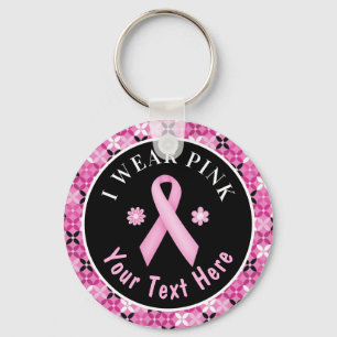 Porte-clés Je Porte Pink Breast Cancer Sensibilisation Floral