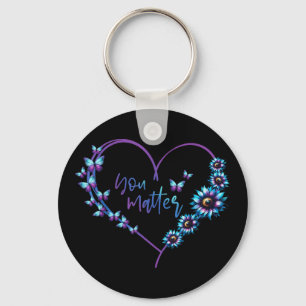 Porte-clés Je Porte Suicide Turquoise Et Violet Sensibilisati