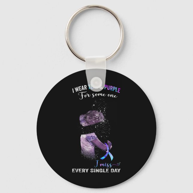 Porte-clés Je Porte Turquoise Et Violet Pour La Prévention Du (Recto)