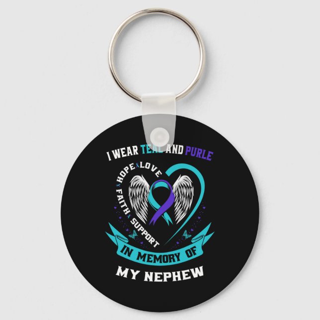 Porte-clés Je Porte Turquoise Et Violet Pour Ma Connaissance  (Recto)