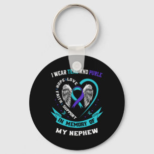 Porte-clés Je Porte Turquoise Et Violet Pour Ma Connaissance