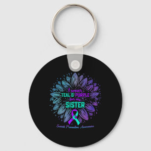 Porte-clés Je Porte Turquoise Et Violet Pour Soeur Suicide Pr