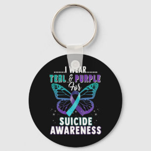 Porte-clés Je Porte Un Soutien Turquoise Et Violet À La Sensi