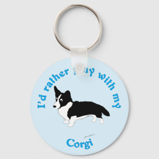 Porte-clés Je préfère jouer avec mon Corgi