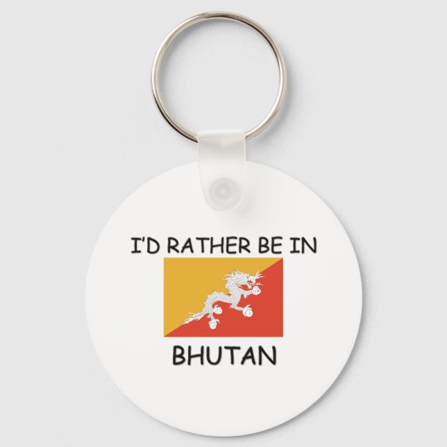 Porte-clés Je préférerais être au Bhoutan (Recto)