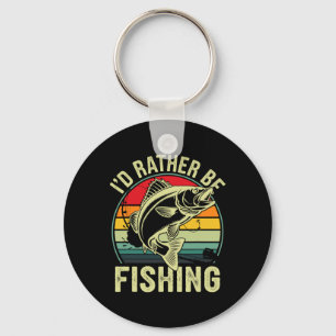 Porte-clés Je préférerais être Pêche Retro Vintage Fisher