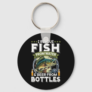 Porte-clés Je sauve des poissons de l'eau et de la bière des