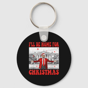 Porte-clés Je serai à la maison pour le Père Noël de Noël Drô