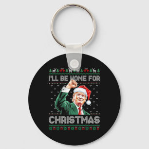 Porte-clés Je serai à la maison pour Noël Funky Père Noël Tru