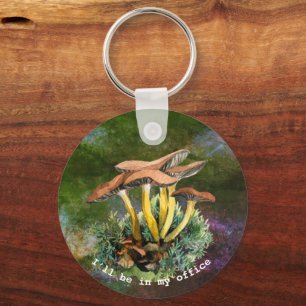 Porte-clés Je serai dans mon bureau Champignons aquarelle