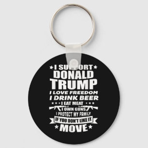 Porte-clés Je soutiens Donald Trump J'Aime La Liberté Je Bois