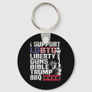Porte-clés Je Soutiens Lgbtq Liberty Guns Bible Trump Bbq