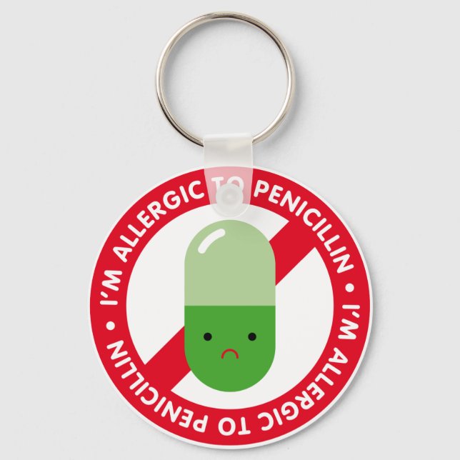 Porte-clés Je suis allergique à la pénicilline ! Allergie pén (Recto)