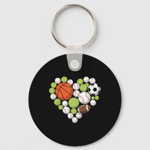 Porte-clés Je suis amoureux de sport Bysketbyll Footbyll Fan 