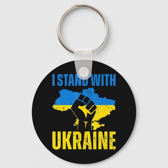 Porte-clés Je Suis Avec L'Ukraine Le Drapeau Ukrainien Monte  (Recto)