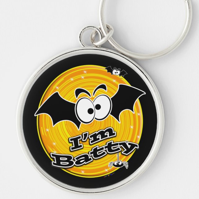 Porte-clés Je suis Batty Orange et Yellow Swirl (Devant)