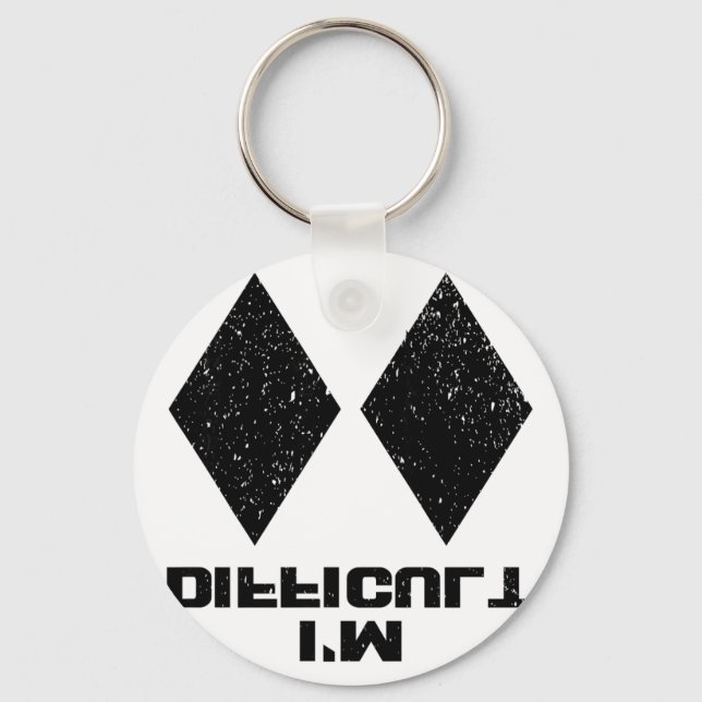 Porte-clés Je suis difficile drôle double diamants noirs ski  (Recto)