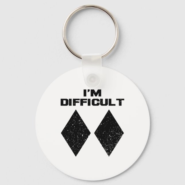 Porte-clés Je suis difficile Funny Double Diamants Noirs Ski  (Recto)