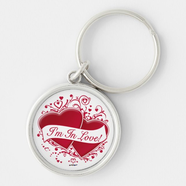 Porte-clés Je suis en amour ! Cœurs rouges (Devant)