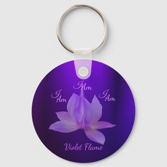 Porte-clés Je Suis Flamme Violette Avec Lotus (Recto)