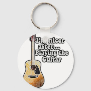 Porte-clés Je suis plus gentil après avoir joué de la guitare