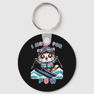 Porte-clés Je Suis Pour Pow Funny Kawaii Chat Cool de ski Ani