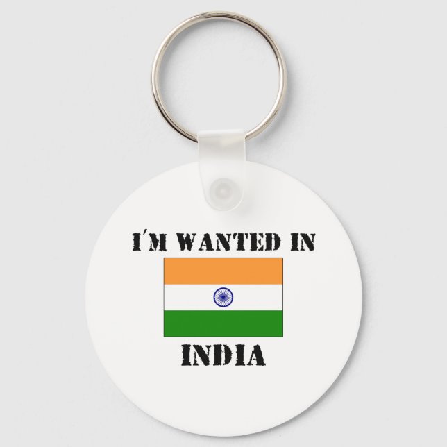 Porte-clés Je suis Recherché en Inde (Recto)
